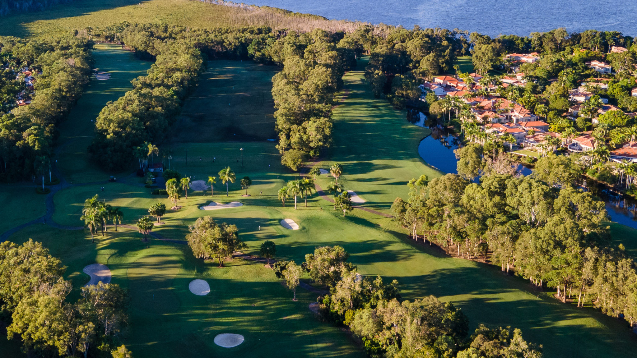 View of the Golf Course from the Sky with lakes and views of Noosa