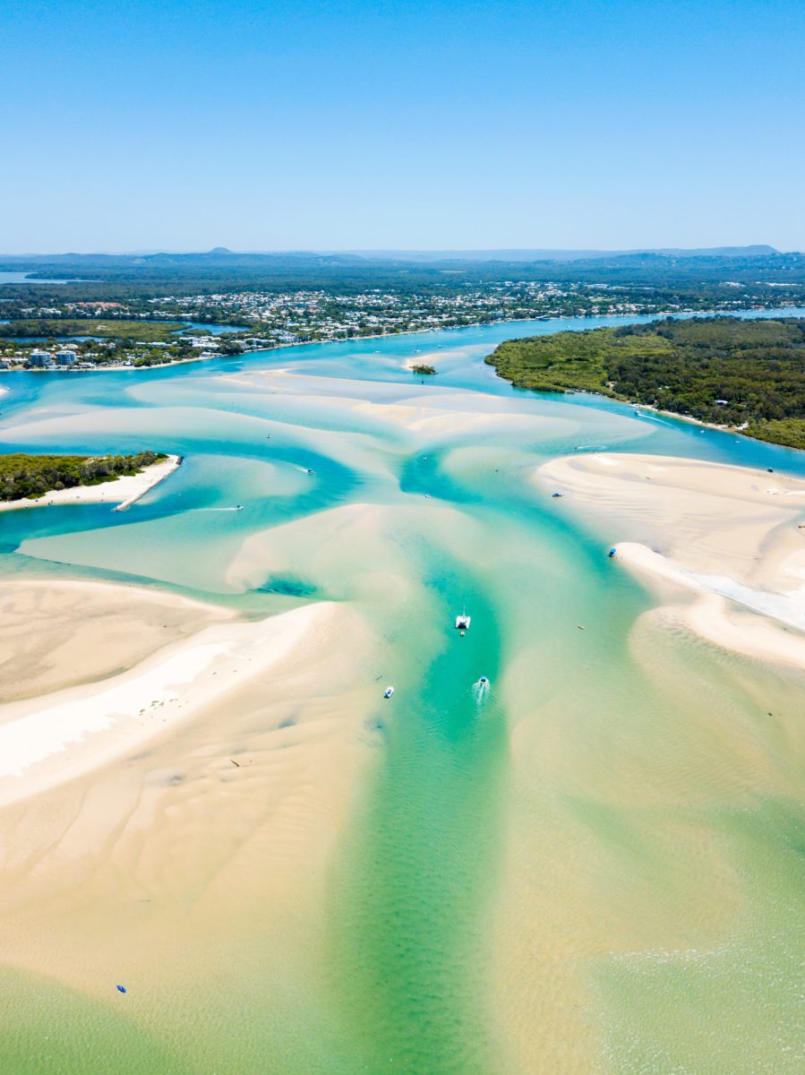 Noosa,river,aerial,view,with,vibrant,blue,water